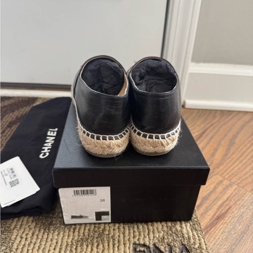 Chanel Black & Silver Espadrille Flats - Picture 3 of 8